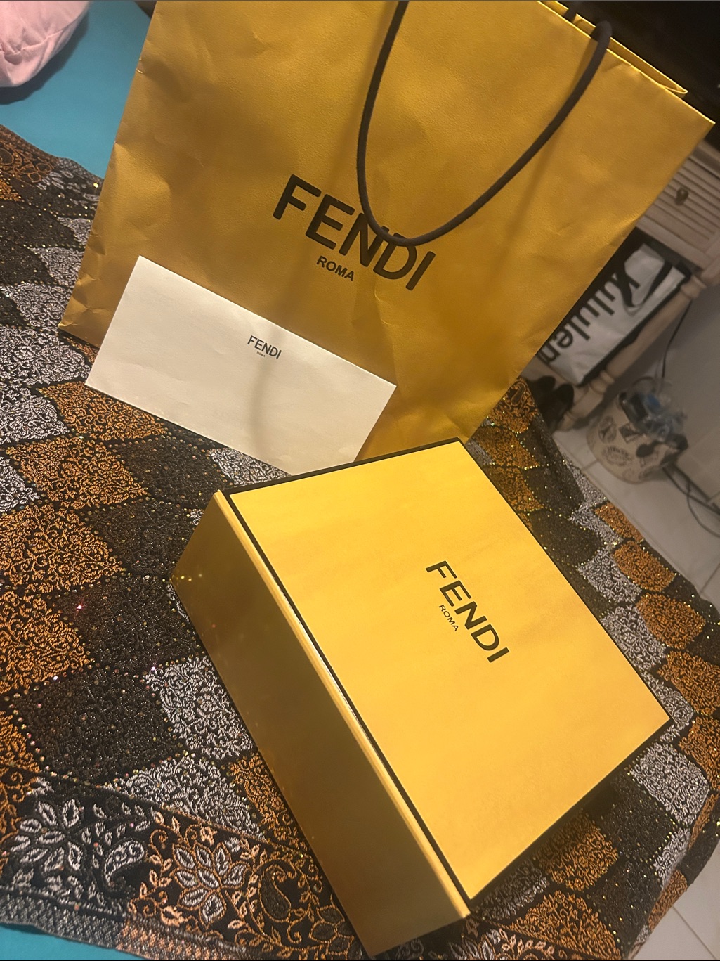 Fendi Yellow Gift Box And Shopping Bag Set